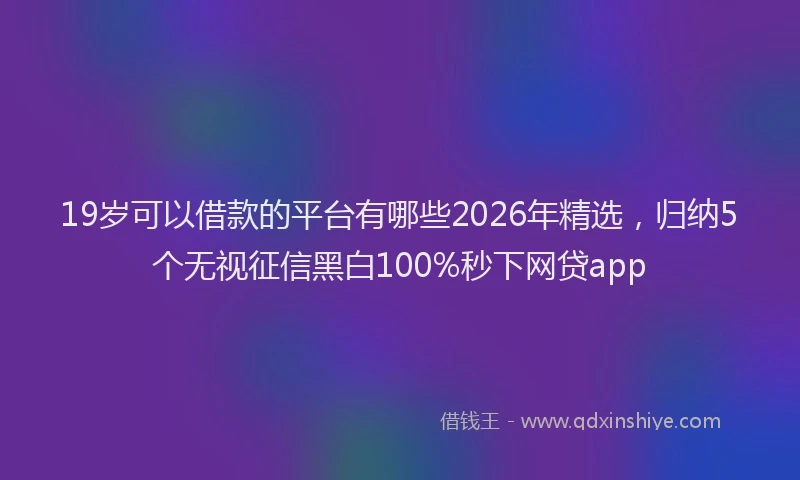 19岁可以借款的平台有哪些2026年精选,归纳5个无视征信黑白100%秒下网贷app