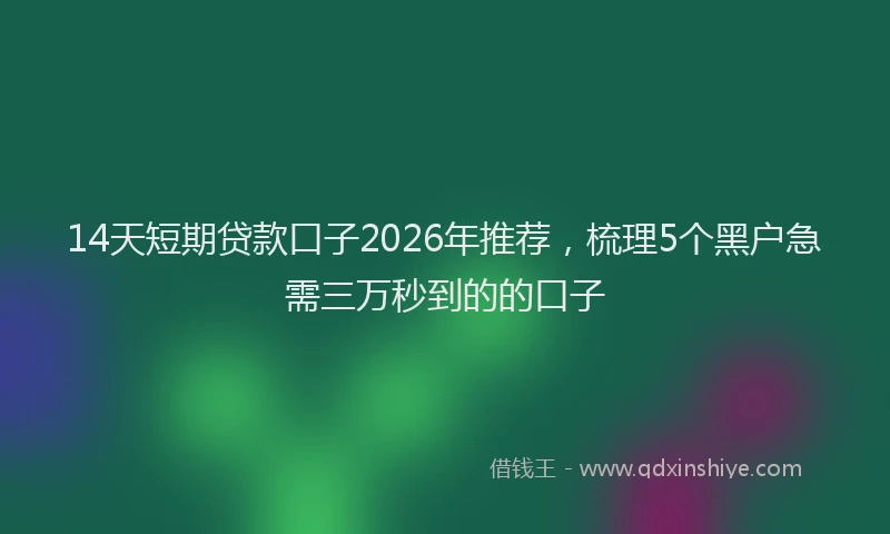 14天短期贷款口子2026年推荐,梳理5个黑户急需三万秒到的的口子