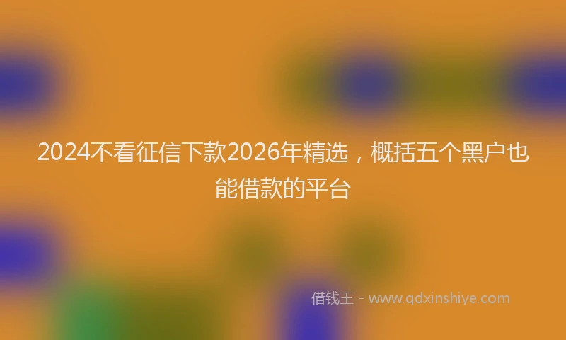 2024不看征信下款2026年精选，概括五个黑户也能借款的平台