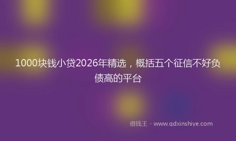 1000块钱小贷2026年精选，概括五个征信不好负债高的平台
