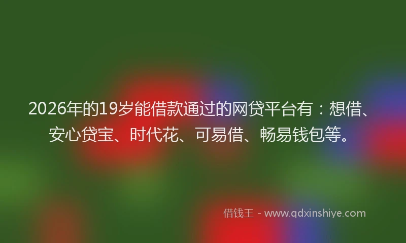 2026年的19岁能借款通过的网贷平台有:想借、安心贷宝、时代花、可易借、畅易钱包等。