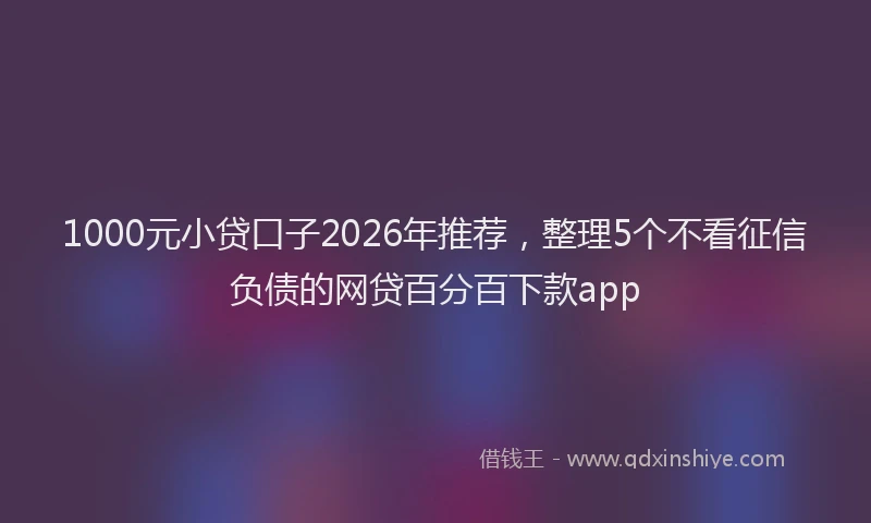 1000元小贷口子2026年推荐，整理5个不看征信负债的网贷百分百下款app