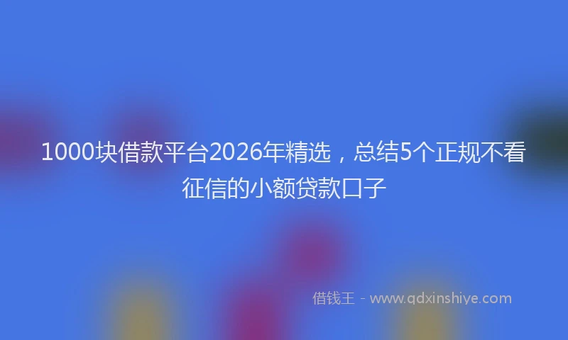 1000块借款平台2026年精选，总结5个正规不看征信的小额贷款口子