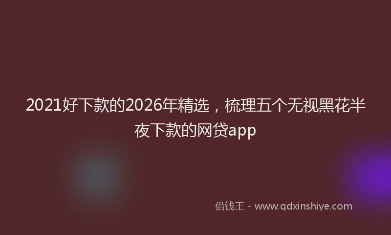 2021好下款的2026年精选，梳理五个无视黑花半夜下款的网贷app