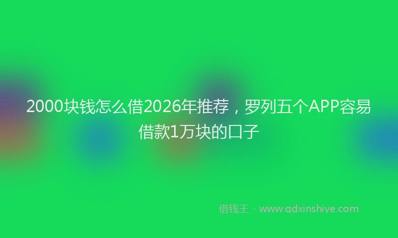 2000块钱怎么借2026年推荐，罗列五个APP容易借款1万块的口子