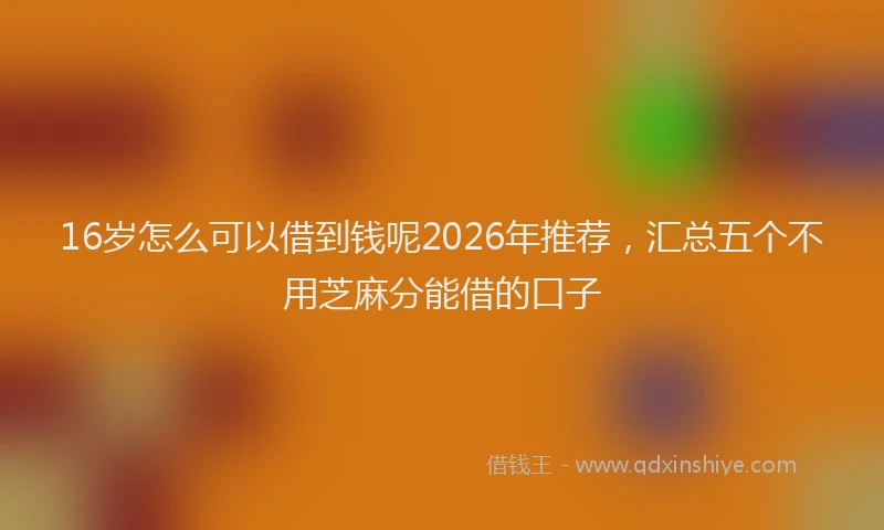 16岁怎么可以借到钱呢2026年推荐，汇总五个不用芝麻分能借的口子