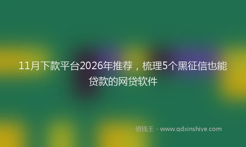 11月下款平台2026年推荐,梳理5个黑征信也能贷款的网贷软件