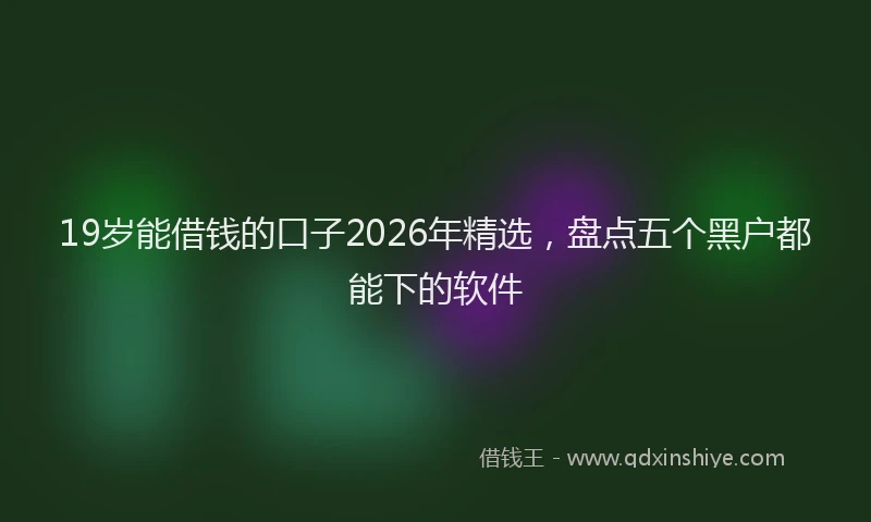 19岁能借钱的口子2026年精选,盘点五个黑户都能下的软件