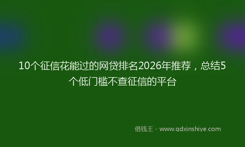 10个征信花能过的网贷排名2026年推荐，总结5个低门槛不查征信的平台