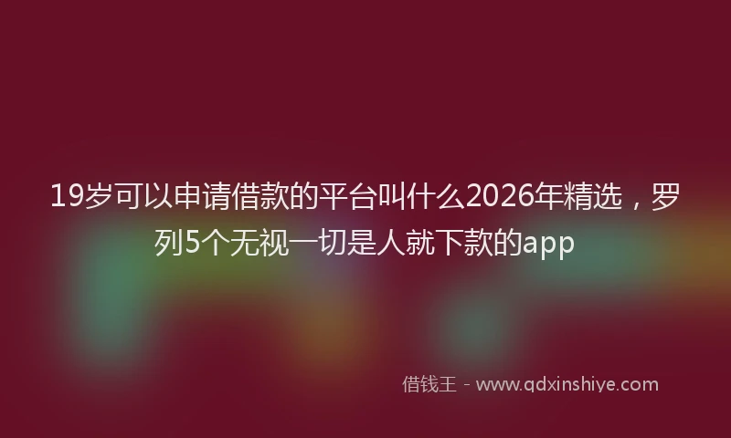 19岁可以申请借款的平台叫什么2026年精选，罗列5个无视一切是人就下款的app