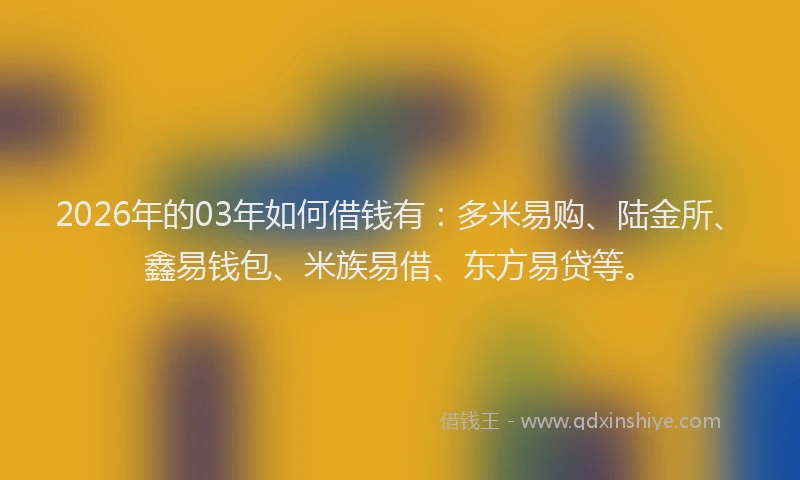 2026年的03年如何借钱有:多米易购、陆金所、鑫易钱包、米族易借、东方易贷等。