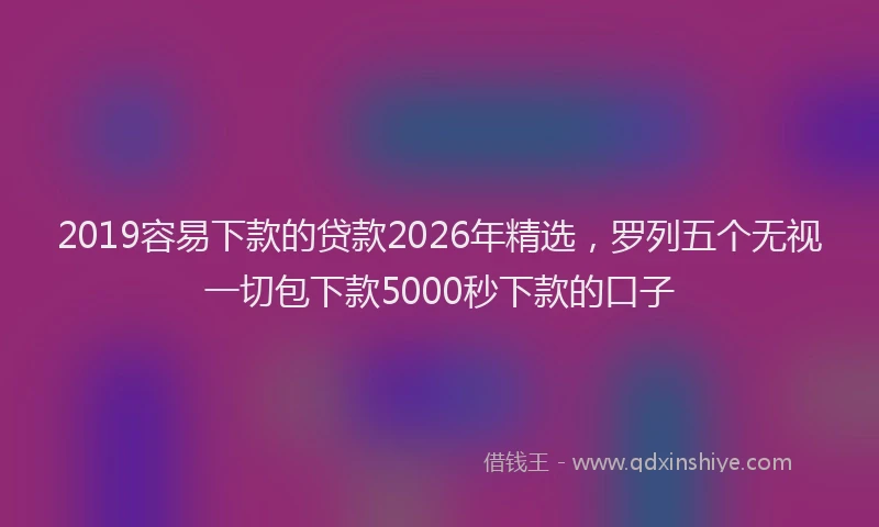 2019容易下款的贷款2026年精选,罗列五个无视一切包下款5000秒下款的口子