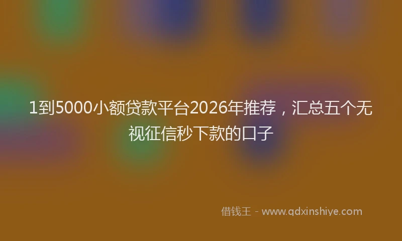 1到5000小额贷款平台2026年推荐,汇总五个无视征信秒下款的口子