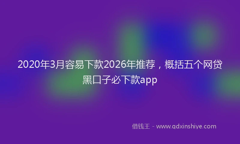 2020年3月容易下款2026年推荐,概括五个网贷黑口子必下款app