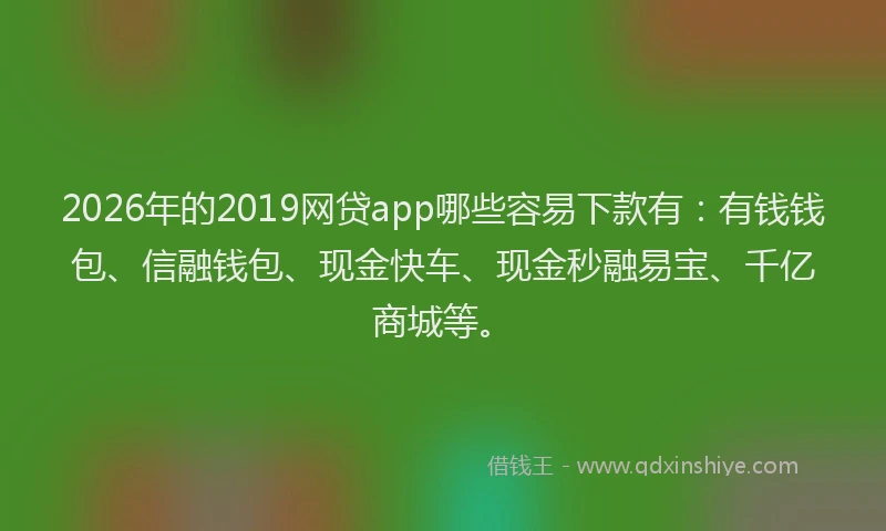 2026年的2019网贷app哪些容易下款有:有钱钱包、信融钱包、现金快车、现金秒融易宝、千亿商城等。