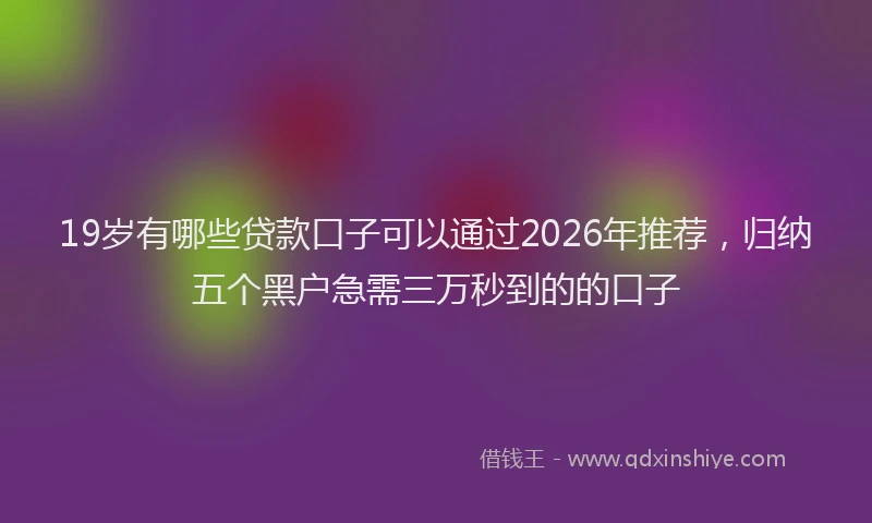 19岁有哪些贷款口子可以通过2026年推荐，归纳五个黑户急需三万秒到的的口子