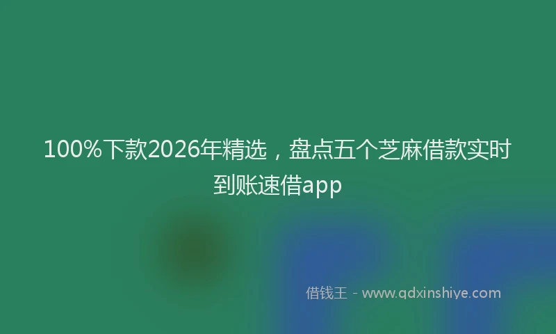 100%下款2026年精选,盘点五个芝麻借款实时到账速借app