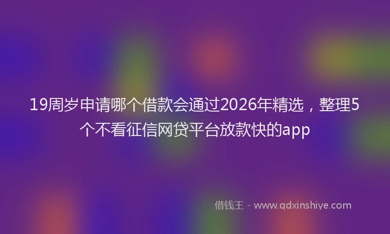19周岁申请哪个借款会通过2026年精选，整理5个不看征信网贷平台放款快的app
