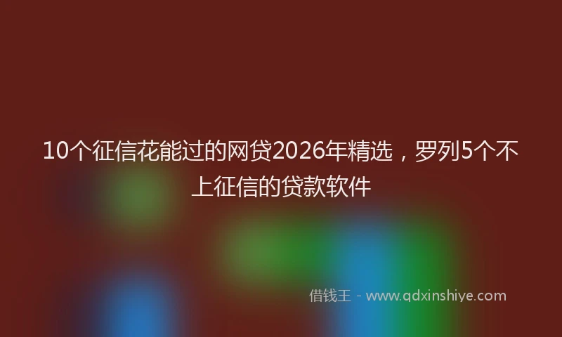 10个征信花能过的网贷2026年精选，罗列5个不上征信的贷款软件