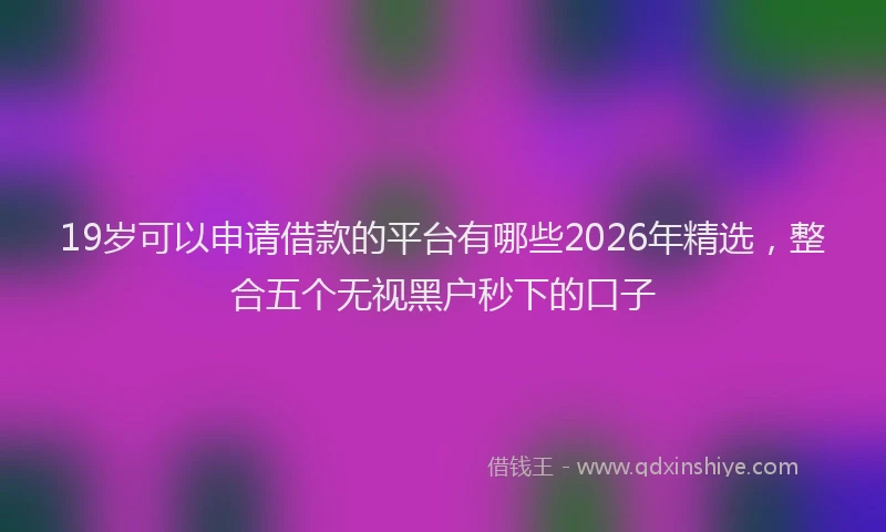 19岁可以申请借款的平台有哪些2026年精选，整合五个无视黑户秒下的口子
