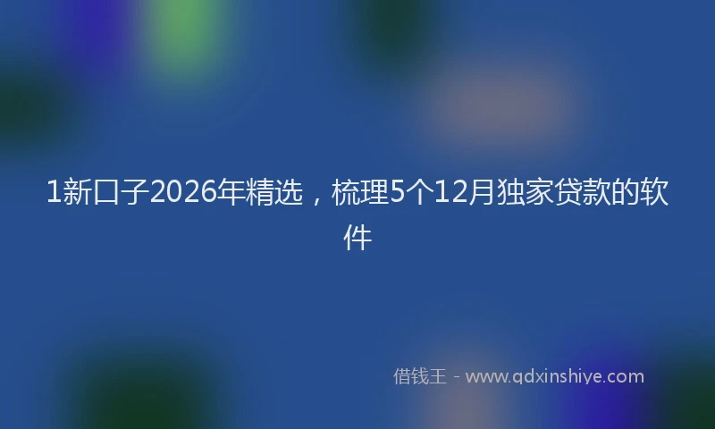 1新口子2026年精选,梳理5个12月独家贷款的软件