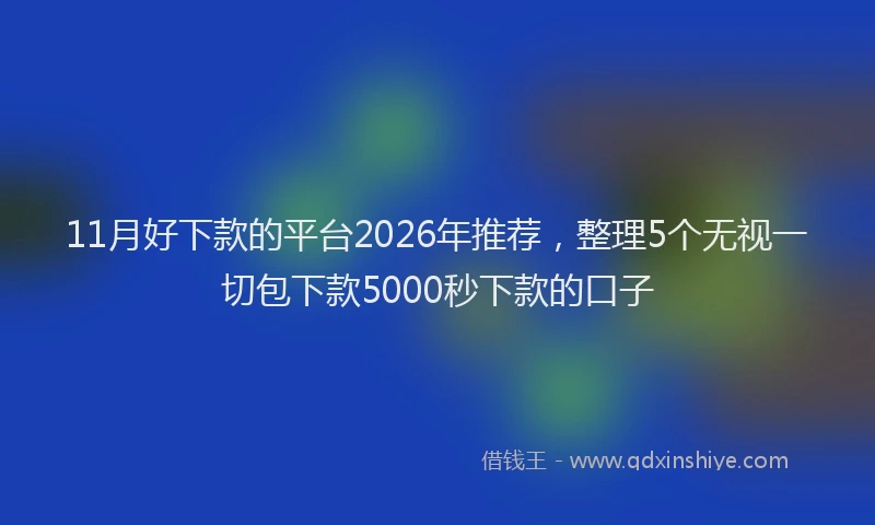 11月好下款的平台2026年推荐，整理5个无视一切包下款5000秒下款的口子