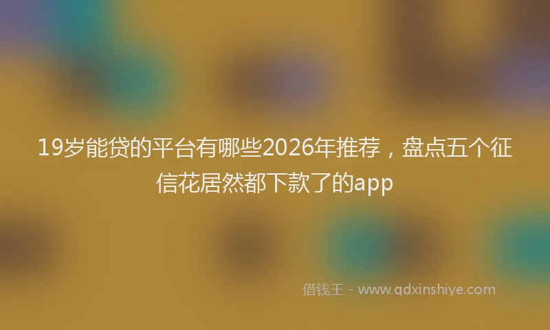19岁能贷的平台有哪些2026年推荐，盘点五个征信花居然都下款了的app
