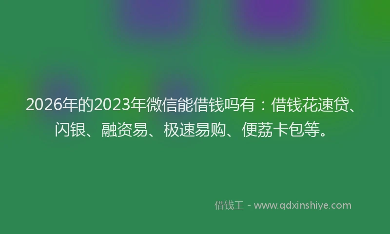 2026年的2023年微信能借钱吗有：借钱花速贷、闪银、融资易、极速易购、便荔卡包等。