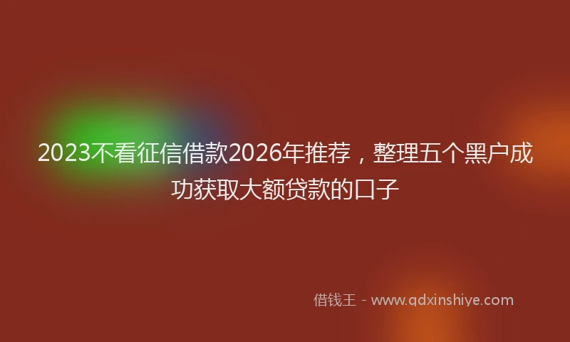 2023不看征信借款2026年推荐，整理五个黑户成功获取大额贷款的口子