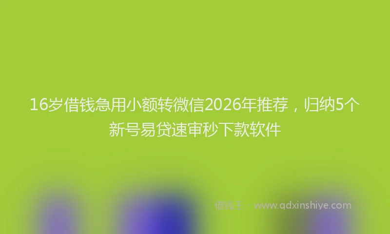 16岁借钱急用小额转微信2026年推荐，归纳5个新号易贷速审秒下款软件