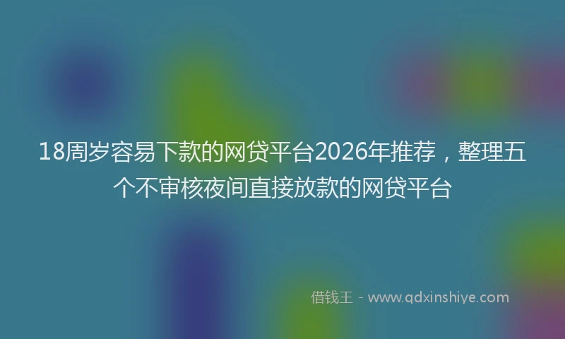 18周岁容易下款的网贷平台2026年推荐，整理五个不审核夜间直接放款的网贷平台