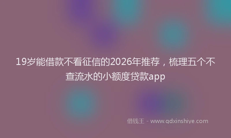19岁能借款不看征信的2026年推荐，梳理五个不查流水的小额度贷款app