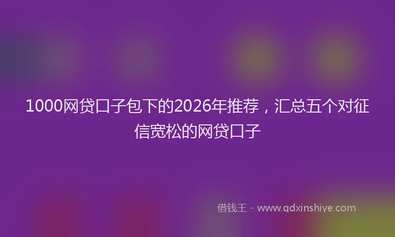 1000网贷口子包下的2026年推荐，汇总五个对征信宽松的网贷口子