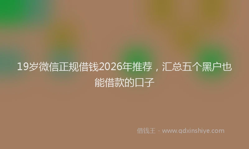 19岁微信正规借钱2026年推荐，汇总五个黑户也能借款的口子