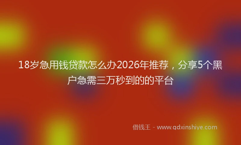 18岁急用钱贷款怎么办2026年推荐,分享5个黑户急需三万秒到的的平台
