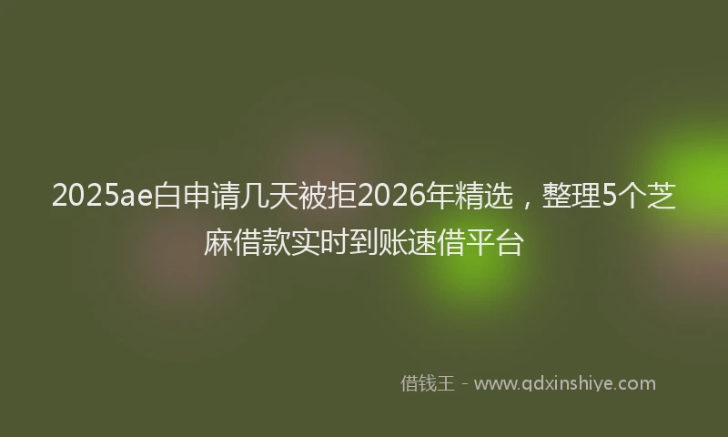 2025ae白申请几天被拒2026年精选,整理5个芝麻借款实时到账速借平台