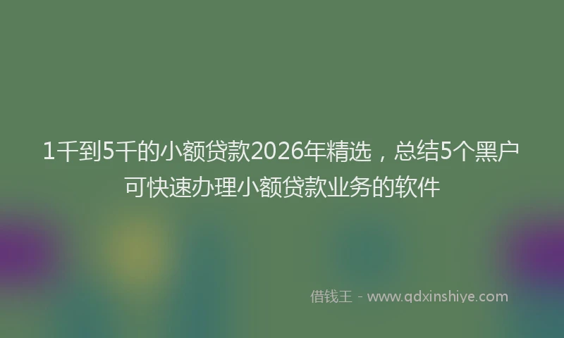 1千到5千的小额贷款2026年精选，总结5个黑户可快速办理小额贷款业务的软件