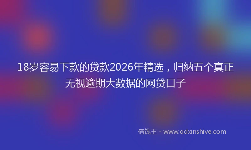 18岁容易下款的贷款2026年精选，归纳五个真正无视逾期大数据的网贷口子