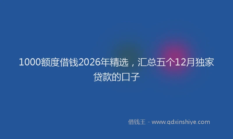 1000额度借钱2026年精选，汇总五个12月独家贷款的口子