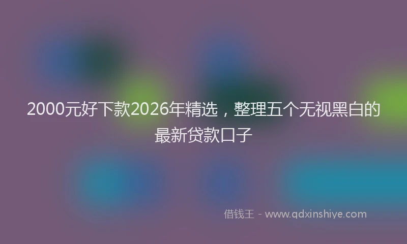 2000元好下款2026年精选，整理五个无视黑白的最新贷款口子