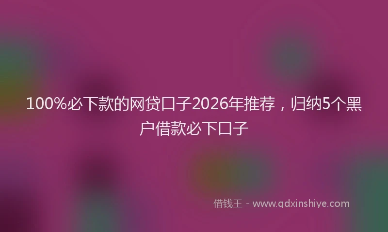 100%必下款的网贷口子2026年推荐,归纳5个黑户借款必下口子