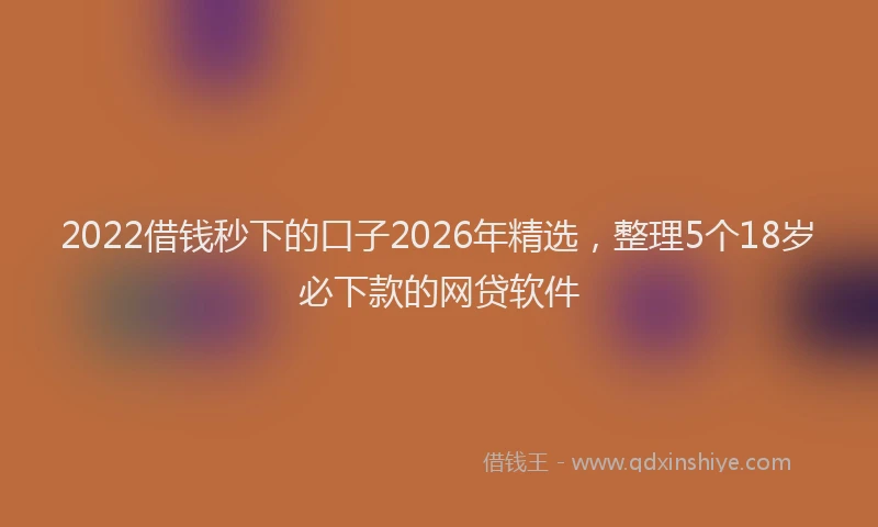 2022借钱秒下的口子2026年精选，整理5个18岁必下款的网贷软件