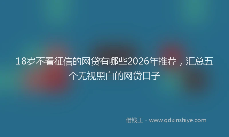 18岁不看征信的网贷有哪些2026年推荐，汇总五个无视黑白的网贷口子