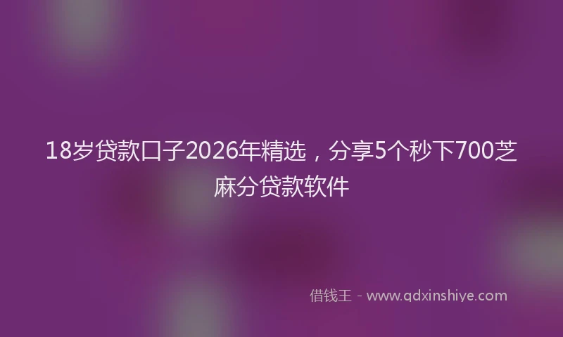 18岁贷款口子2026年精选，分享5个秒下700芝麻分贷款软件