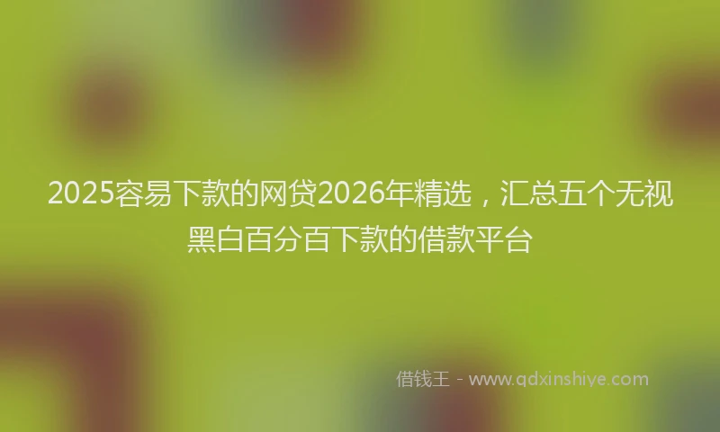 2025容易下款的网贷2026年精选,汇总五个无视黑白百分百下款的借款平台
