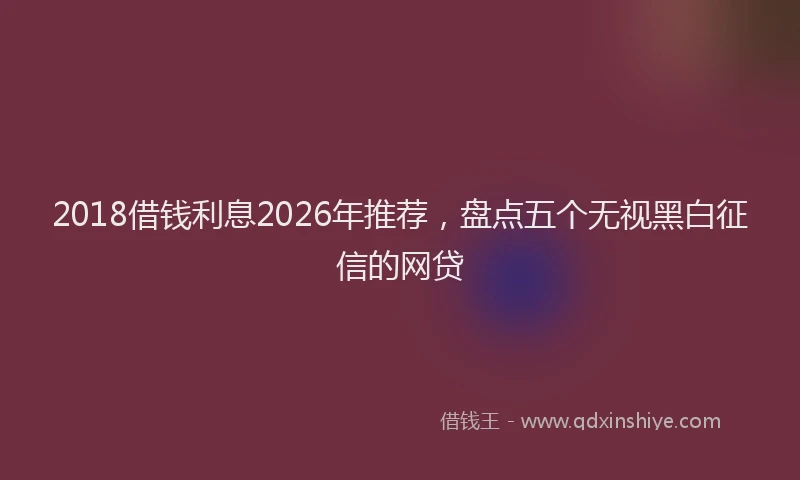 2018借钱利息2026年推荐，盘点五个无视黑白征信的网贷