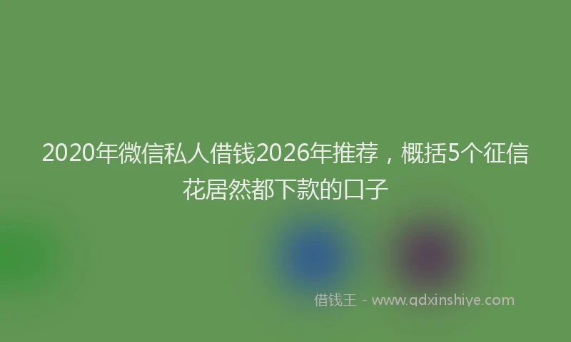 2020年微信私人借钱2026年推荐,概括5个征信花居然都下款的口子