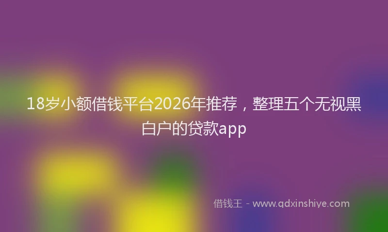 18岁小额借钱平台2026年推荐，整理五个无视黑白户的贷款app