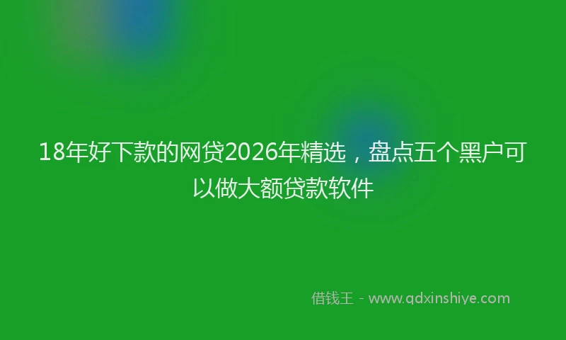 18年好下款的网贷2026年精选,盘点五个黑户可以做大额贷款软件
