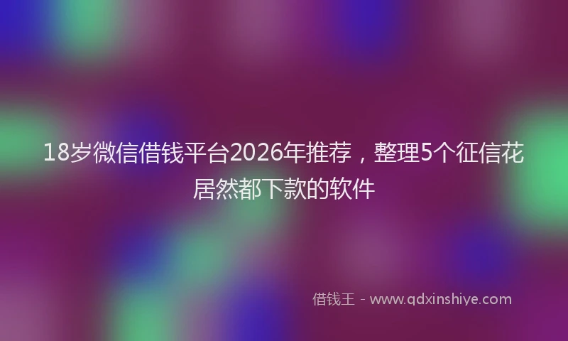 18岁微信借钱平台2026年推荐，整理5个征信花居然都下款的软件